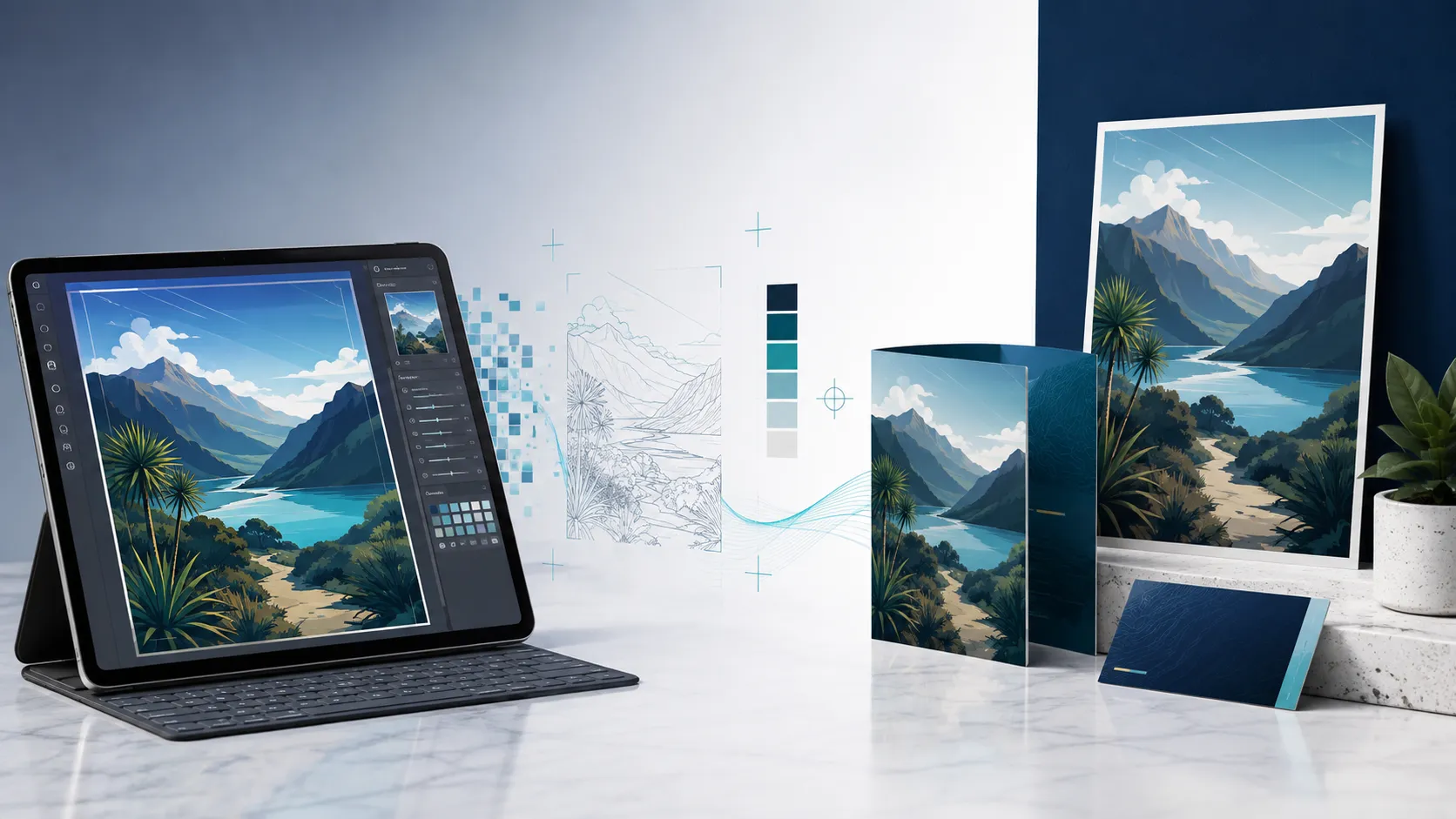 AI generated artwork being prepared for professional printing